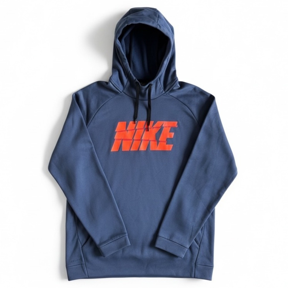 Nike Dri-Fit Pullover Performance Hoodie Warm Winter Outdoor Blue Orange XXLT